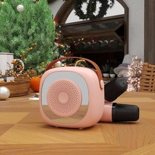 Mini Karaoke Machine Wireless2 Microphones Bluetooth Speaker Voice changer Mic