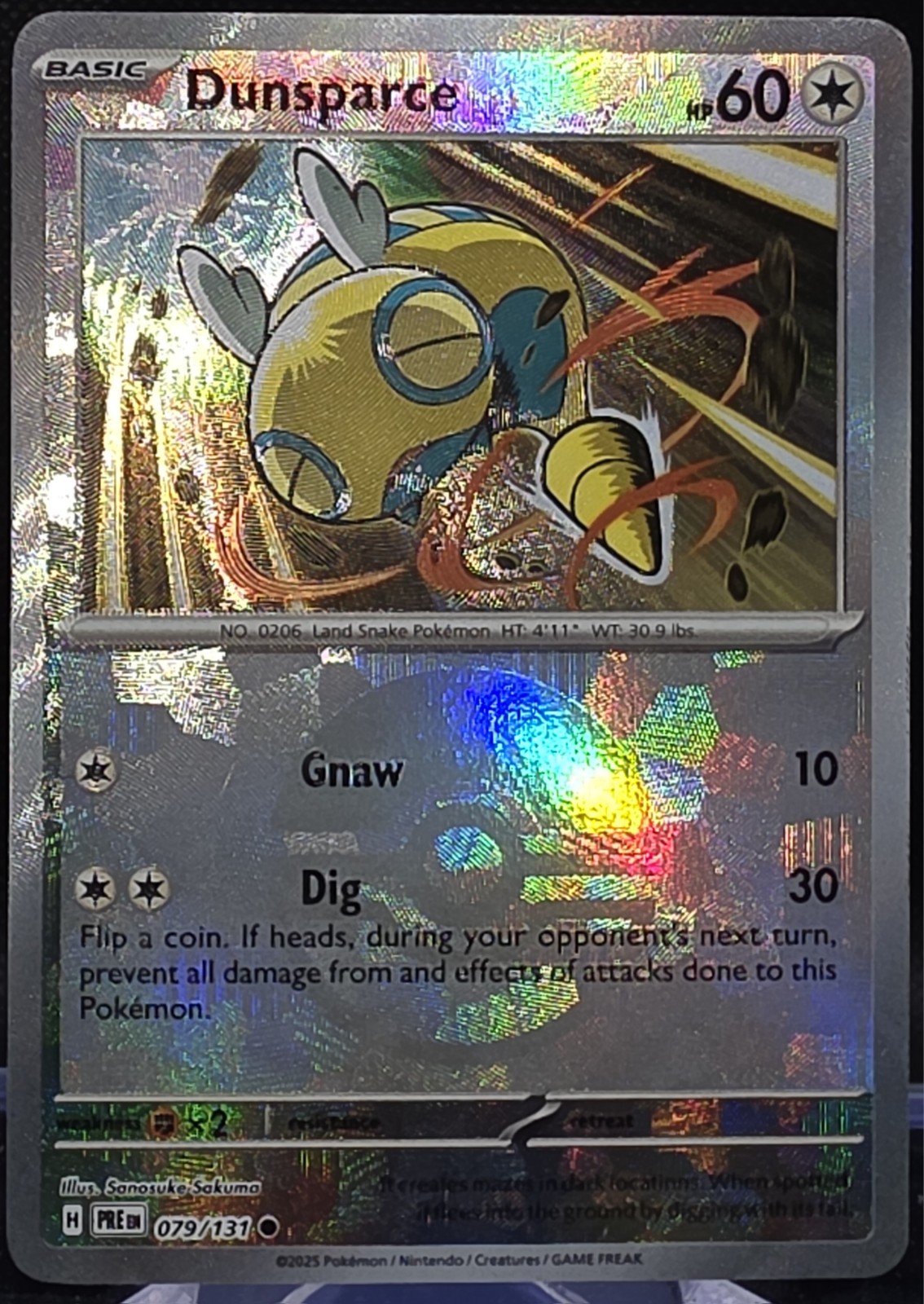 Dunsparce 79/131 Pokemon Prismatic Evolutions Pokeball Reverse Holo