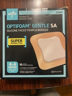 Box of 8 Medline MSC2144EP Optifoam Gentle SA Silicone Foam Dressing