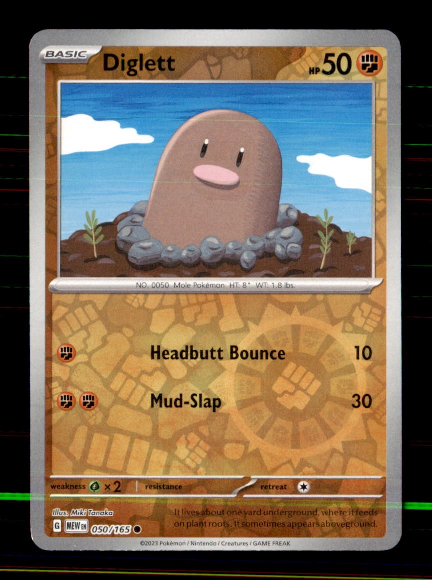 Diglett 050/165 Common 151 Pokemon Reverse Holo Near Mint