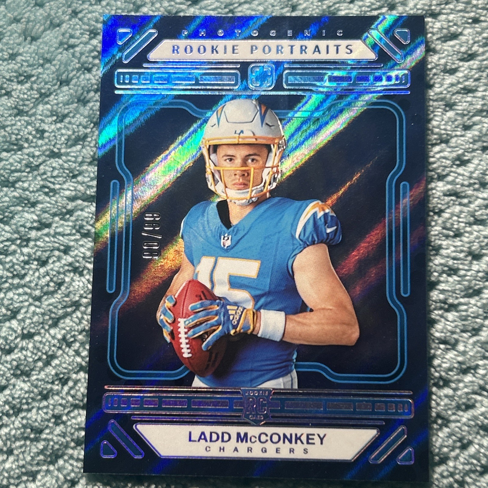2024 Panini Photogenic Rookie Portrait Ladd McConkey #162 Blue /99 (RC)