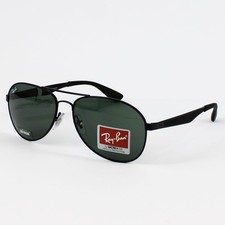 Ray-Ban Unisex Sunglasses RB3549 Aviator Wire Frame, Matte Black  Green