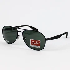 Ray-Ban Unisex Sunglasses RB3549 Aviator Wire Frame, Matte Black & Green