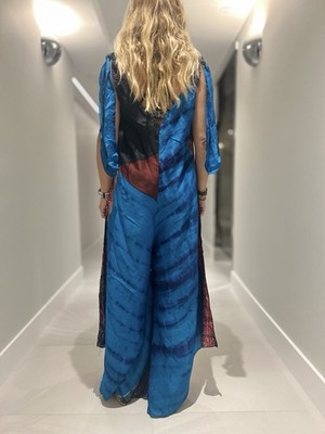 BLANCO DE IBIZA by Isabel Tavares Elegant Blue Tie Dye silk Jumpsuit