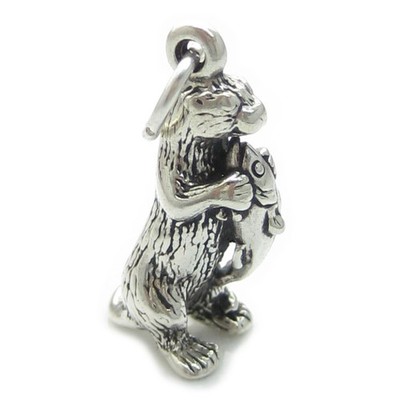 Otter mit Fisch Sterling Silber Charm 0,925 x 1 Otter Charms