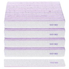 100 Pcs 100/180 Grit Nail Files Professional Reusable Emery Board for Nails, ...