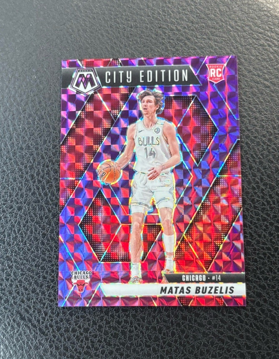 MATAS BUZELIS 2024-25 MOSAIC CITY EDITION ROOKIE PURPLE PRIZM RC /99