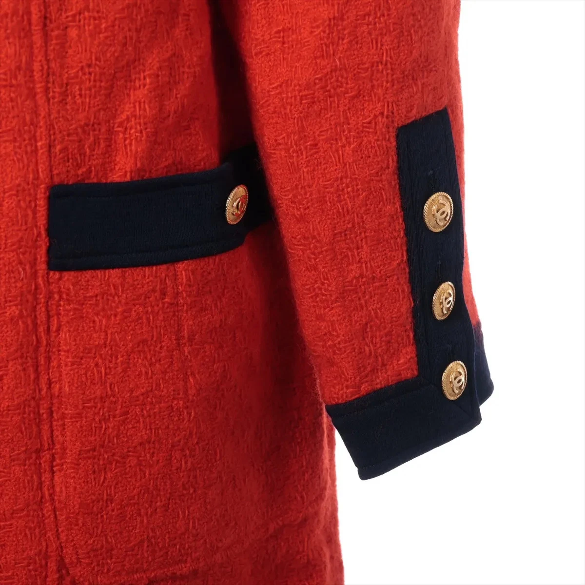 Cappotto lungo Chanel Coco lana bottoni 36 donna arancione x navy 25131