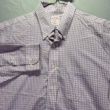 Brooks Brothers Dress Shirt Mens 17 Pink Button Down Long Sleeve Cotton Non Iron