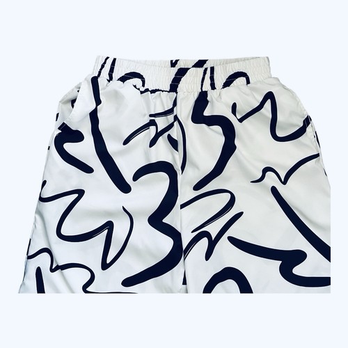 Emery Rose wide-leg pull-on Pants L white black geometric print elastic waist - Bild 3 von 15