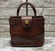 Gianni Versace Crocodile Embossed Shoulder Crossbody Bag. Vintage Gold Medusa