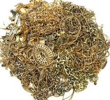 2 Lbs TESTED W XRF Gold Plated  Recovery Scrap Craft Broken Jewelry Lot #4