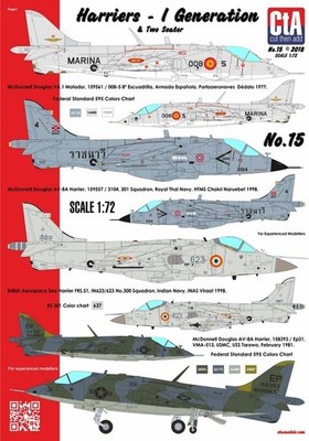 1:72 Decal Harrier - 1. Gen & Zweisitzer - Spanien, Thailand, Indien, USA - CtA 015