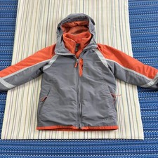 L.L. Bean Jacket Kids 5-6 Gray Orange 3-in-1 Fleece Lined Hooded Winter Coat