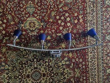 Lampadario moderno 4 luci - faretti orientabili in vetro blu e metallo cromato