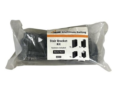 3 in. H x 2 in. W Matte Black Aluminum Deck Railing Stair Bracket Kit for 36 in.