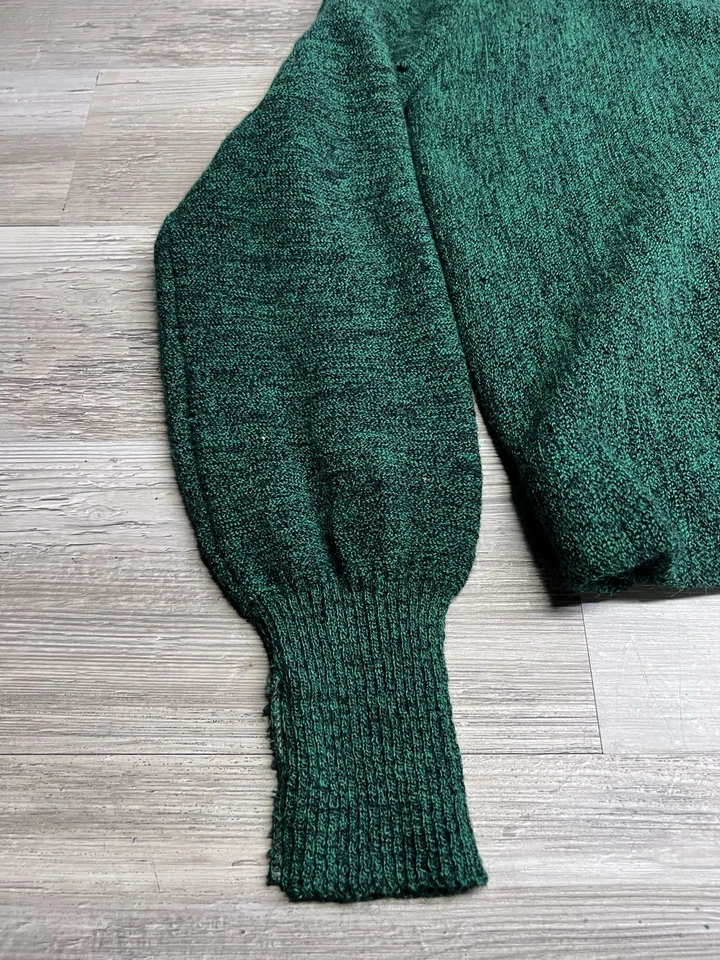 Vintage 50s 60s Sweater Cardigan Mens M Acrylic Blend Green Grandpa Kurt Cobain - Image 3 of 4