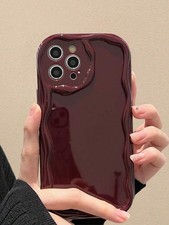 Burgundy Wavy Case For iPhone 17 16 15 14 13 12 11 Pro Max 7 XR Shockproof Cover