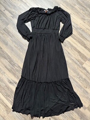 Knox Rose Maxi Dress Women's XS Black Long Sleeve A-Line Sheer Sleeve Target  | eBay