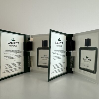 2X (2024) Lacoste Original Eau de PARFUM Sample Size .06oz/2ml Vial