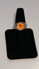 Huge Mandarin Garnet Power Ring Portuguese Round Cut 18K White Gold 9.44 Carats — photo 4