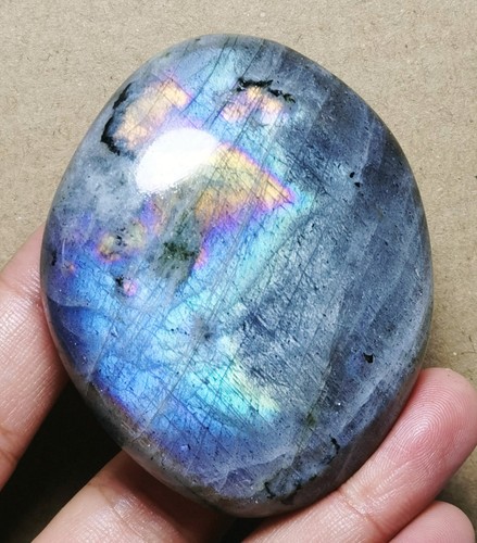 Raw NATURAL Rainbow Purple labradorite sphere Palm stone QUARTZ CRYSTAL Healing