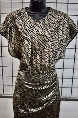 IRO Gold Black Shimmer Evening Cocktail Dress Size 34 or 0 On Sale df | eBay