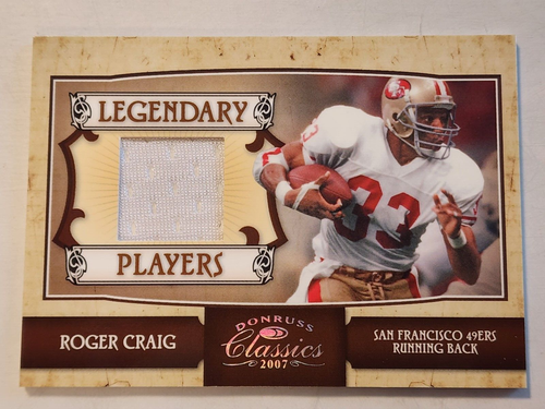 2007 DONRUSS CLASSICS LEGENDARY ROGER CRAIG 49ERS GAME WORN JERSEY CARD #038/175