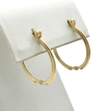 Solid 14k Yellow Gold Hoop Earrings Twist Ribbed Love Knot