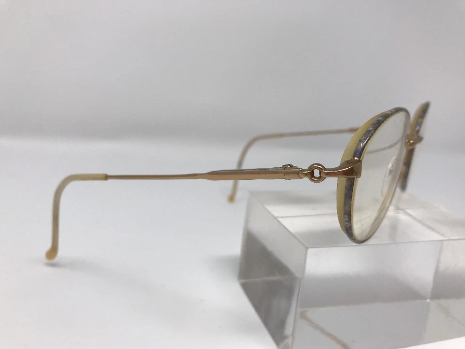 Gafas Safilo Elasta Metal Dorado 51-18 Marco Redondo Borde Completo NK82 Foto 2 de 4