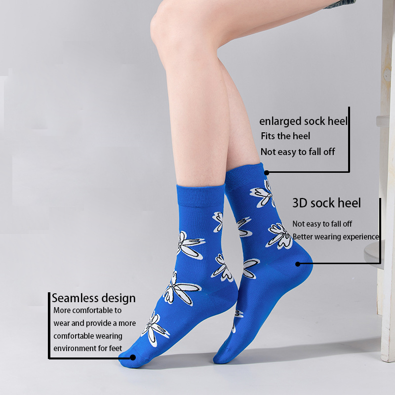 5 Pairs Colorful Compression Running Socks For Men Crew Athletic Hiking Wicking