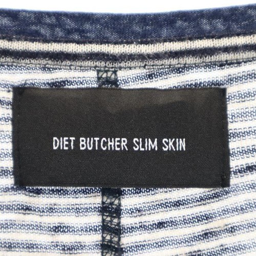 DIET BUTCHER SLIM SKIN Made in Japan Linen Border Pattern Short sleeve knit ... - Picture 9 of 10