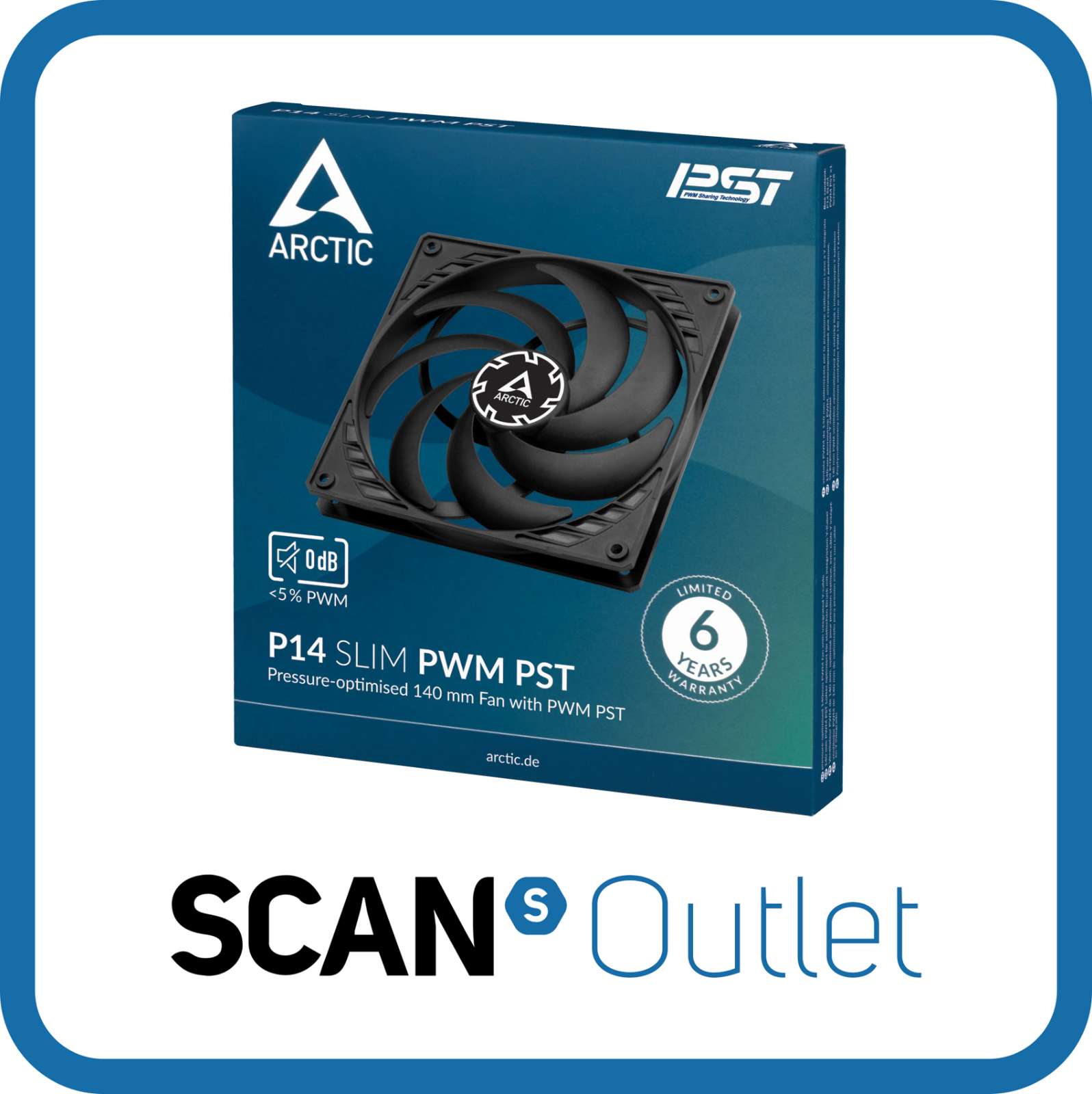 140mm Arctic P14 SLIM PWM PST, 7 Blade, Static Pressure Fan, 1800rpm, 52CFM, Flu