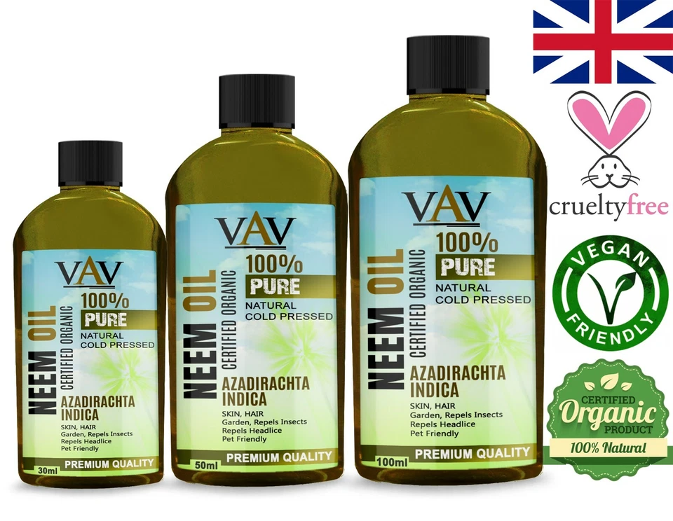VAV Organic Neem Oil 100% Pure Natural Vegan Insecticide Fast Free Delivery UK