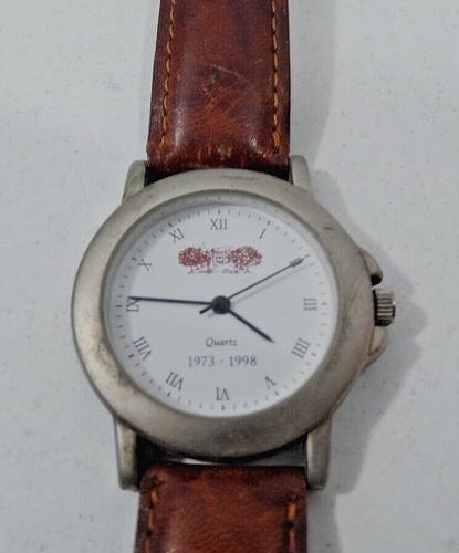 Montre à Quartz Vintage CLUB FRANCAIS DU VIN - Série Limitée, Bracelet Cuir Marron, Homme