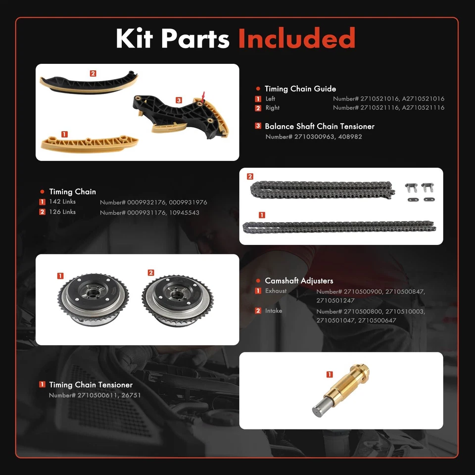 Kit de cadena de distribución del motor para Mercedes-Benz C230 W203 L4 1,8 L M271 2003 2004 2005 Foto 2 de 4