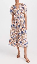 ULLA JOHNSON Cotton Short Sleeve Midi Dress for Ladies