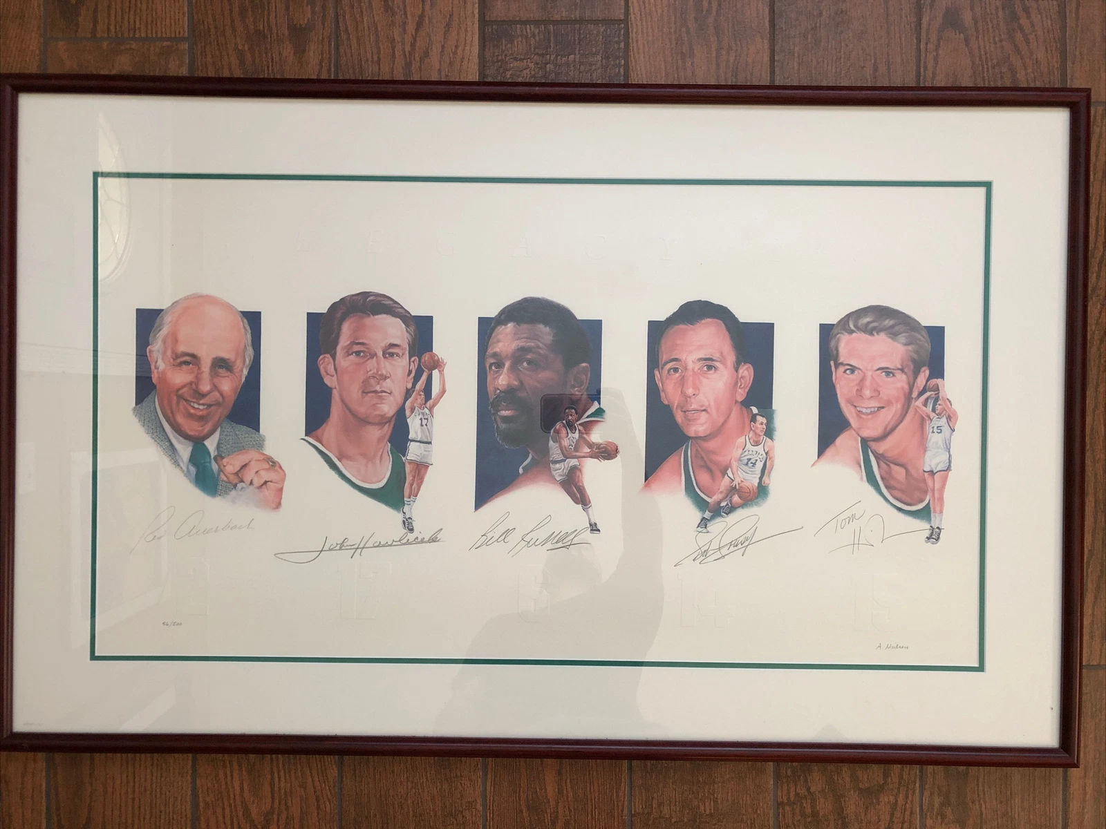 Boston Celtics Legends Lithograph 56/500 Signed Russell Cousy Auerbach Havlicek