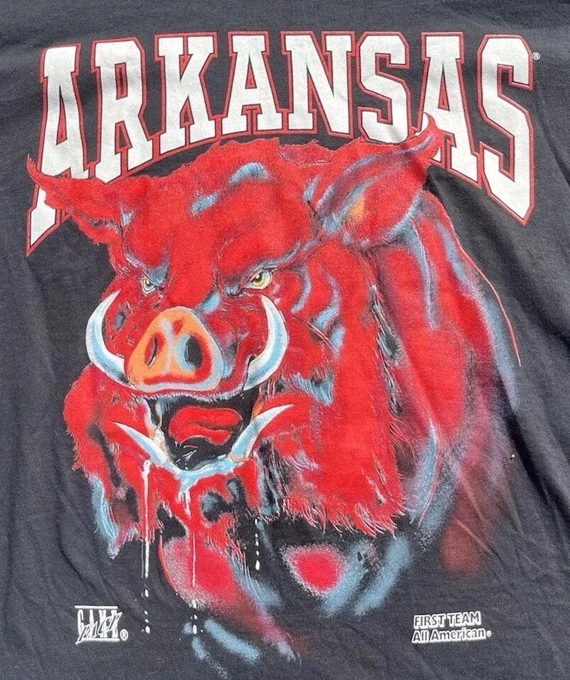 VTG Dr Martens Airwair Arkansas Razorbacks 1994 National Champs Game Face XL - Image 2 of 4