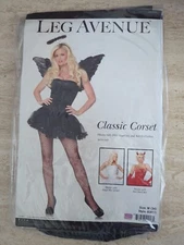 Leg Avenue Black Satin Corset Classic Deluxe w/Boning New Size Medium Brand New 