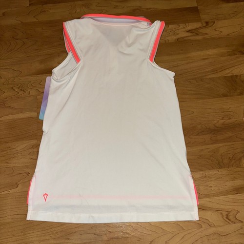 Ivivva by Lululemon Tee-riffic Tank Top Sleeveless Athletic White Pink Trim 12 - Picture 4 of 5