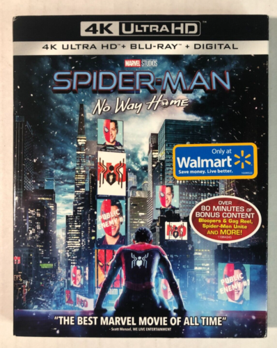 Spider-Man: No Way Home (Blu-ray 4K) & Walmart housse exclusive OOP FLAMBANT NEUVE - Photo 1 sur 4