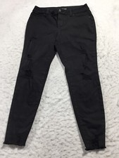 Maurices Pants Womens L Black Dark Distressed Pockets