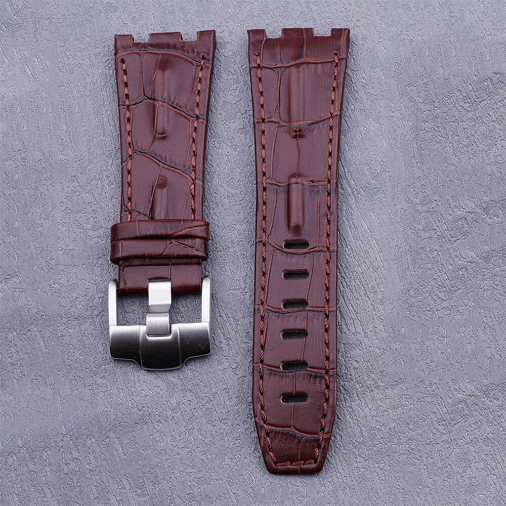 28 mm Marrón Cuero Becerro Correa de Banda para AP 42 mm Royal Oak Offshore