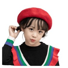 Classic French Painter Beret for Girls Kids - Wool French Beanie Hat Solid Co...