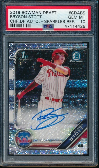 PSA 10 BRYSON STOTT AUTO 2019 Bowman Chrome SPARKLES REFRACTOR #/71 RC GEM MINT