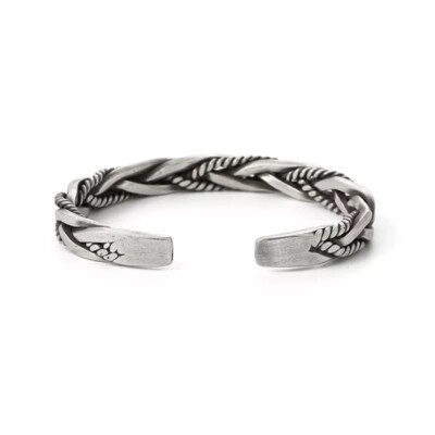 ZARD Men Twist Cable Cuff Bangle Statment Bracelet in 925 Sterling