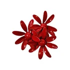 Vintage Estate Red Enamel Three Flower Daisy Brooch Costume Jewelry Large