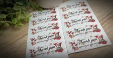 Custom Cute christmas theme Thank you sticker 1x2 5/8 " 100 ct thank you label
