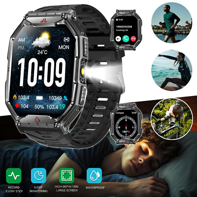 2,1'' Smartwatch Bluetooth Touchscreen Uhr Fitnessuhr Sportuhr Herren Armbanduhr